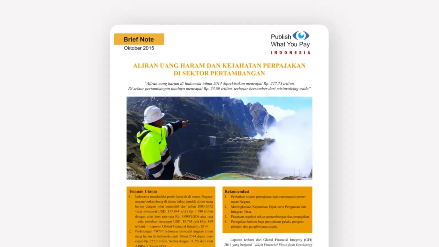 Cover: Aliran Uang Haram dan Kejahatan Perpajakan di Sektor Pertambangan