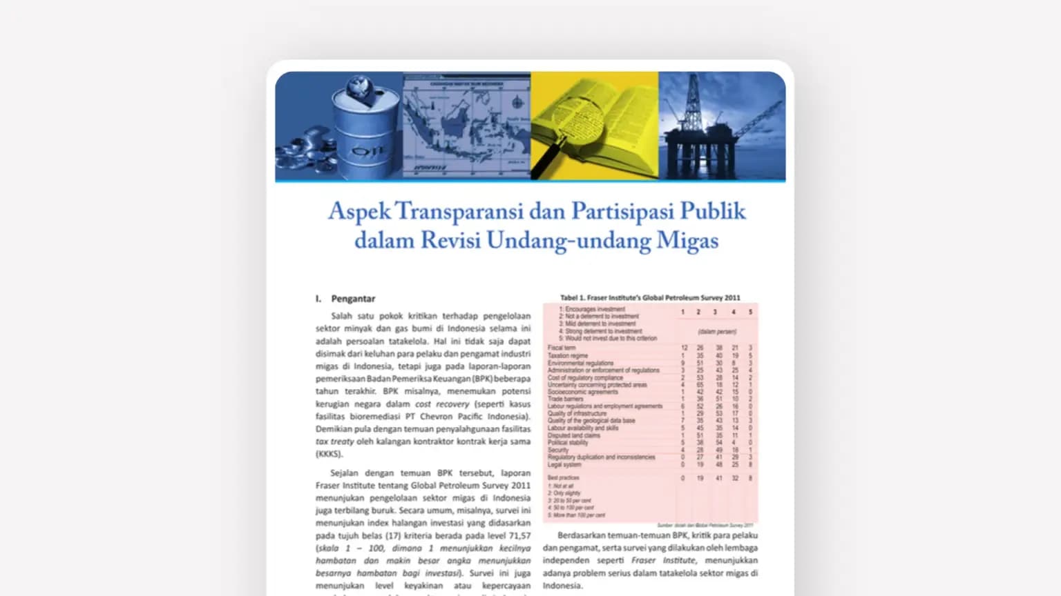 Cover: Aspek Transparansi dan Partisipasi Publik Dalam Revisi Undang-Undang Migas