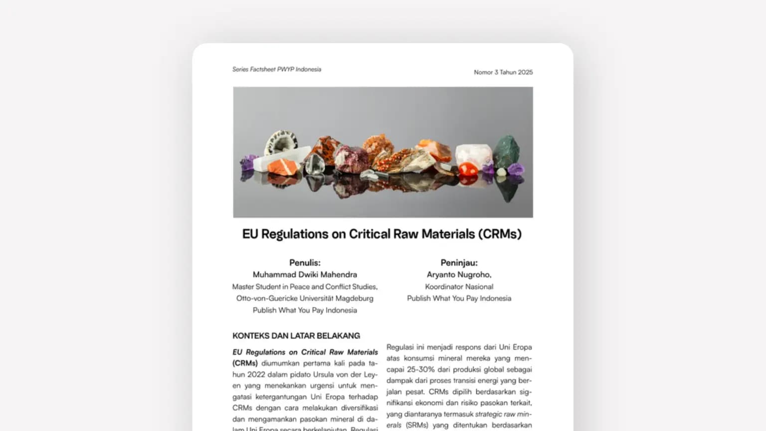 Cover: EU Regulations on Critical Raw Materials (CRMs)
