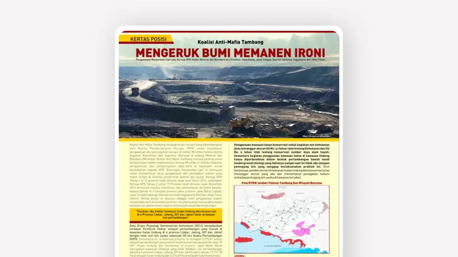 Cover: Mengeruk Bumi Memanen Ironi