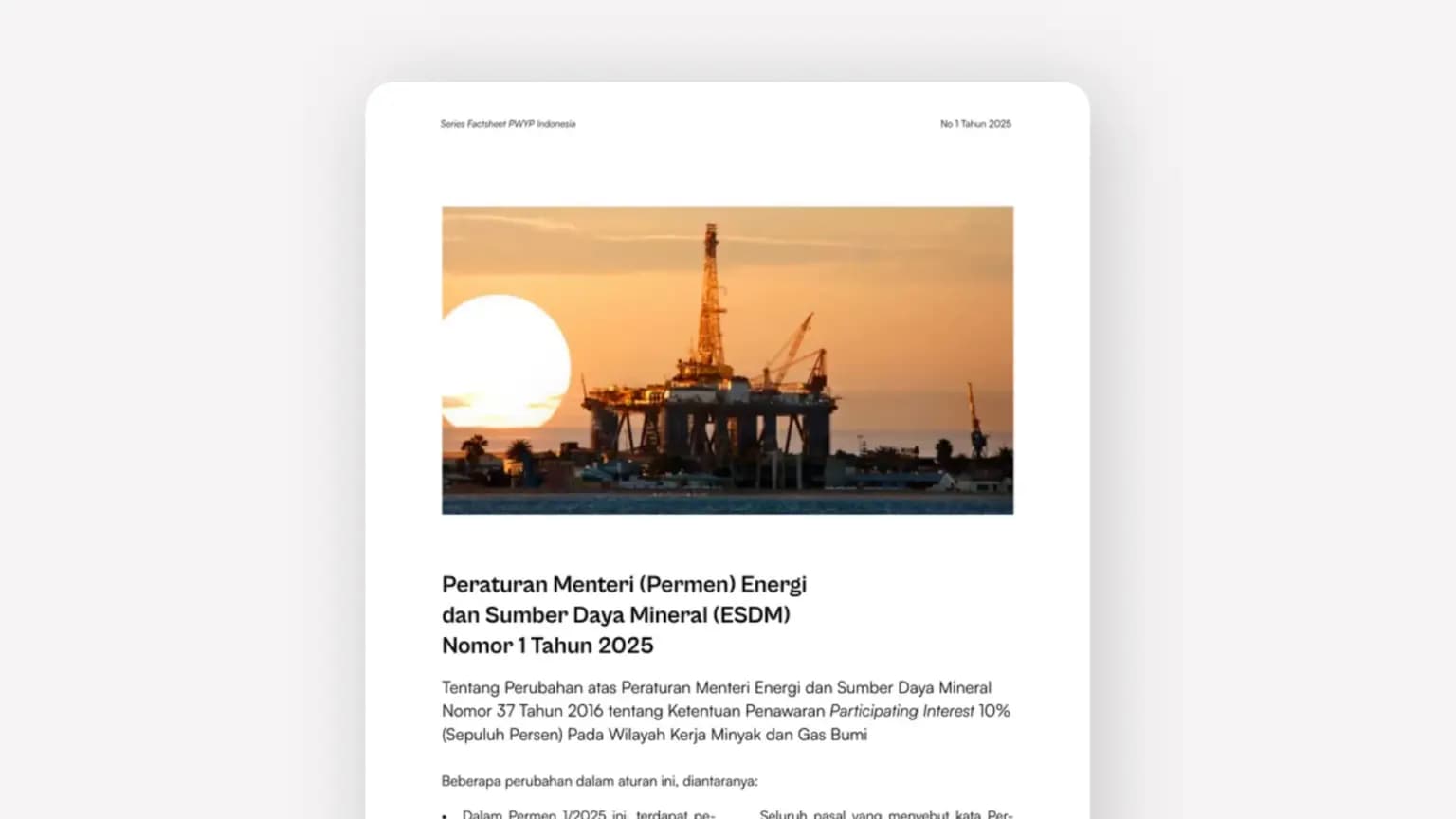 Cover: Lembar Fakta: Permen ESDM Nomor 1 Tahun 2025